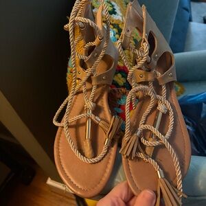 Yoki Tan Sandals with Rope Accents